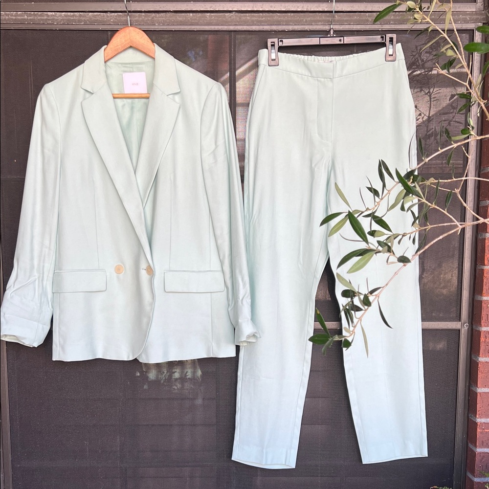 Mango Light Green Blazer and Pants Set